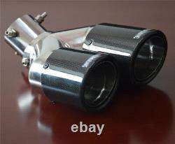 100% Carbon Stainless Exhaust Dual Tip Muffler Pipe Left+Right Adjustable 0-45°