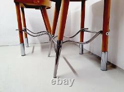1of 3 Wooden One of a Kind Bar Stools / Postmodern design 80s / Milano Memphis
