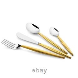 24 Pcs Cutlery Set, Milano Luxury Gold with Knife Cutlery Set With Briefcase