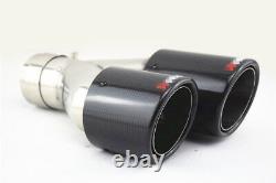 2x Luxury Dual Exhaust Tip Muffler Pipe Gloss Carbon Fiber Clamp On 2.5 Logo