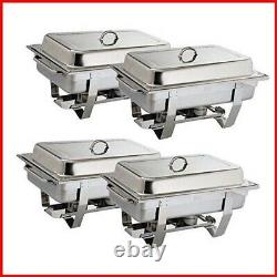 4X Olympia Milan Chafing Set Four Pack 317.5X635X102mm 18/0 Stainless Steel Dish