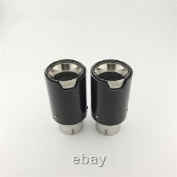 4x Glossy Carbon Fiber Car Stainless Exhaust Pipe Muffler Tip ID 2.5 Universal