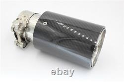 4x Glossy Carbon Fiber Car Stainless Exhaust Pipe Muffler Tip ID 2.5 Universal
