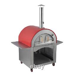 Alfresco Chef Milano Wood Fired Oven Red With Wheels