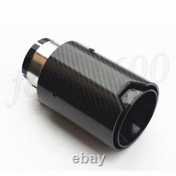 Black Steel Car Exhaust Muffler Tip Pipe Universal Gloss Carbon Fiber +M Logo 2x