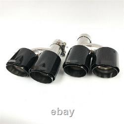 Carbon Fiber Exhaust Pipe Tail Muffler Tip Left + Right 2.48inch 3.5 inch out