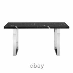 Constable Black High Gloss Dining Table In Milano Marble Effect