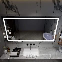Dimmable Touch Switch 84X36Inch Wall Mounted LED Lighted Bathroom Mirror CRI 90