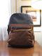 Eleventy Milano Cooper Leather & Flannel Contrast Pocket Backpack Brown / Gray