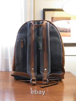 Eleventy Milano Cooper Leather & Flannel Contrast Pocket Backpack Brown / Gray