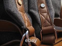 Eleventy Milano Cooper Leather & Flannel Contrast Pocket Backpack Brown / Gray