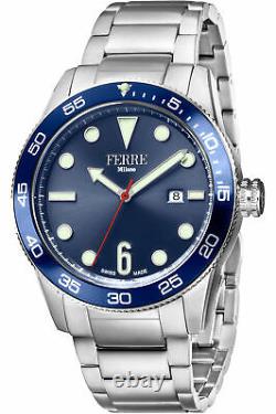 FERRE Milano FM1G109M0051 blue silver Stainless Steel Men's Watch NEW