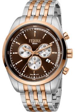 FERRE Milano FM1G129M0091 brown silver rose gold Stainless Steel Men's Watch NEW