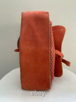 FONTANA Milano 1915 Muted Coral Nubuck Perforated Motif Saddle Bag 16.5 x 10