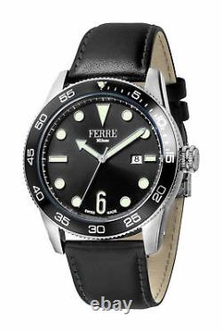 Ferre Milano Men's FM1G109L0021 Black Dial Black Leather Date Wristwatch