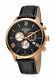 Ferre Milano Men's Fm1g144l0031 Rose-gold Ip Steel Chrono Black Leather Watch