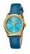 Ferre Milano Women's Fm1l063l0021 Gold Ip Blue Leather Wristwatch