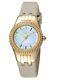 Ferre Milano Women's Fm1l089l0021 Gold Ip Steel Cream Leather Wristwatch