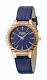 Ferre Milano Women's Fm1l114l0031 Rose-gold Ip Steel Blue Leather Wristwatch
