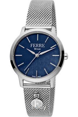 Ferre Milano Women's Stainless Steel Analog Watch With Blue Dial In Silver Grey