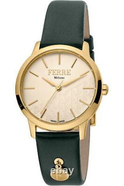 Ferre Milano Women's Stainless Steel And Yellow Gold Leather Band Watch In Green