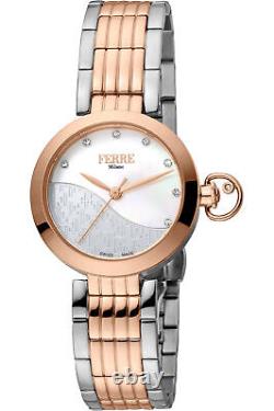 Ferre Milano Women's Stainless Steel Rose Gold Watch With Antique White Dial In