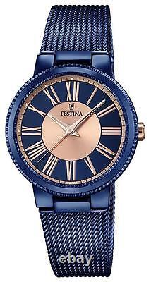Festina F16967/1 Blue PVD Case and Blue Milanes Mesh Bracelet 32mm Ladies Watch