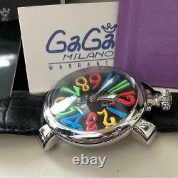 GAGA MILANO 5010.02S-BLK Manuale 48mm Dial Calf Stainless Steel Adult Watch