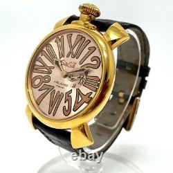 GAGA MILANO 5085.2 skeleton Manure 46 Quartz Wristwatch Gold/Pink Gold