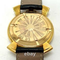 GAGA MILANO 5085.2 skeleton Manure 46 Quartz Wristwatch Gold/Pink Gold