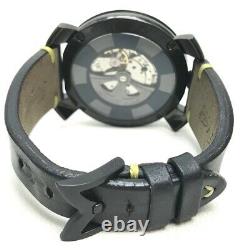 GAGA MILANO 9092 Manuale 48mm Mystery youth Wristwatch SS x leather belt Black