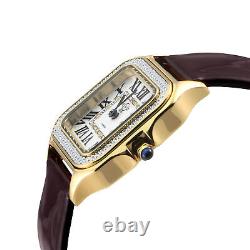 GV2 by Gevril Women's 12112 Milan Swiss Quartz Burgundy Leather Diamond Watch