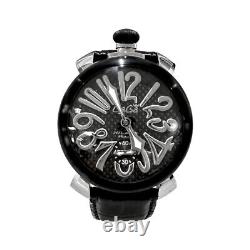GaGa MILANO 48mm watch manual winding carbon dial black 5013.01S