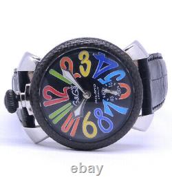 GaGa MILANO Manuale 48MM 5015S Hand Winding Black Dial Leather Mens
