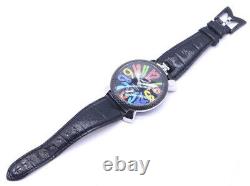 GaGa MILANO Manuale 48MM 5015S Hand Winding Black Dial Leather Mens