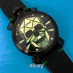 GaGà Milano Manuale Men's Mechanical Watch 48 Bionic Skull Black PVD Green