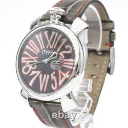GaGa Milano Manuale Slim 46 Stainless Steel Leather Quartz Men's Watch b1207