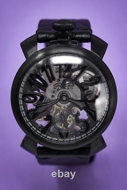 GaGà Milano Skeleton Unisex Mechanical Watch 48MM Black