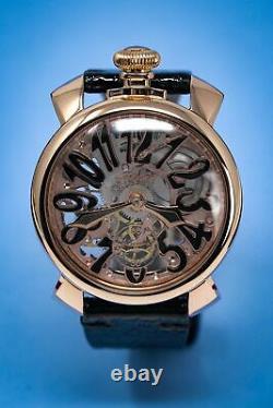GaGà Milano Skeleton Unisex Mechanical Watch 48MM Rose Gold Black