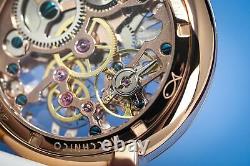 GaGà Milano Skeleton Unisex Mechanical Watch 48MM Rose Gold Blue