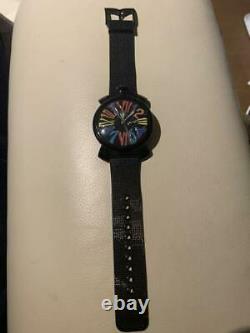 Gaga Milano 5082.1 Stainless Steel Black Analog Men's Wrist Watch S/N 19087