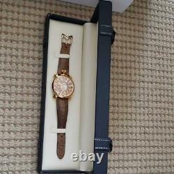 Gaga Milano MANUALE40 Watch Used Lady's Brown belt White dial Gold case w Box