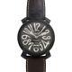 Gaga Milano Manuale 48 Watch 5012.04s Stainless Steel Leather Black