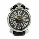 Gaga Milano Manuare 48 Wristwatch 5010 Stainless Steel Rubber Silver Black Dial