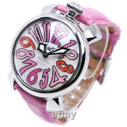 Gaga Milano Manure 40 Watches pink/Silver Stainless Steel/leather Quartz A