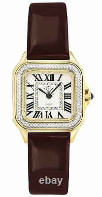 Gv2 By Gevril Women's 12102 Milan Diamond Burgundy Leather Wristwatch