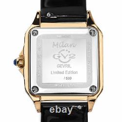 Gv2 By Gevril Women's Milan 12101 Diamond Rose-Gold IP Steel Leather Wristwatch