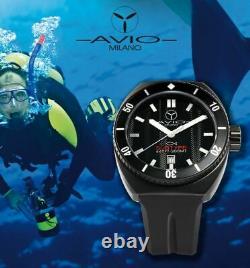 Men's Watch, Diver, AVIO MILANO, Subtype 200 MT, Total Black, Series Numbered