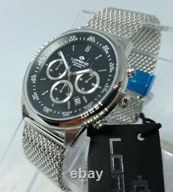 Men's Watch Lorenz, Cronografo, Black, Steel Strap Bracelet Style Milano