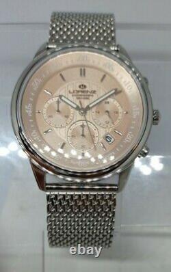Men's Watch Lorenz, Cronografo, Pink, Steel Strap Bracelet Style Milano